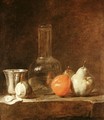 Still Life With Carafe Silver Goblet And Fruit - Jean-Baptiste-Simeon Chardin