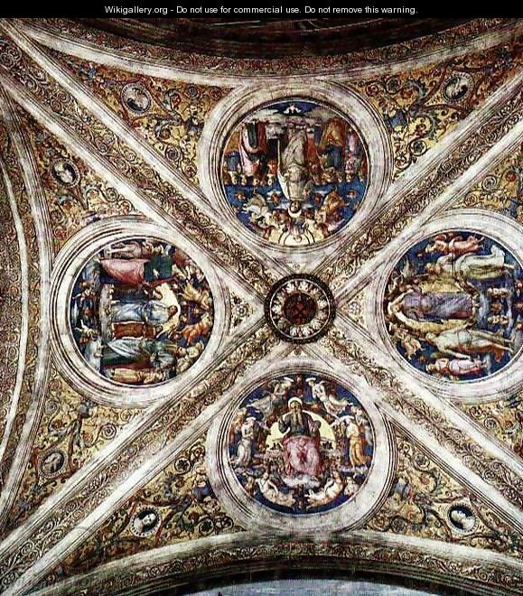 The Ceiling With Four Medallions - Pietro Vannucci Perugino