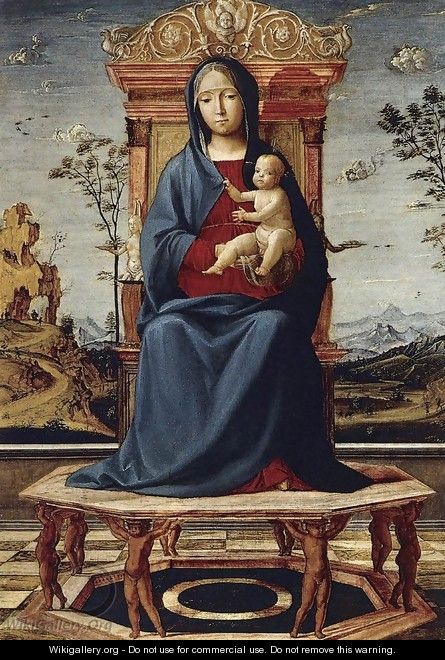 Virgin and Child Enthroned c. 1495 - Lorenzo Costa