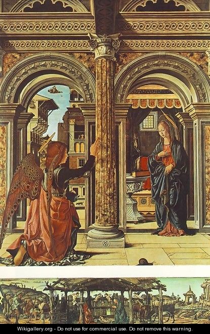 Annunciation and Nativity (Altarpiece of Observation) 1470 - Francesco Del Cossa