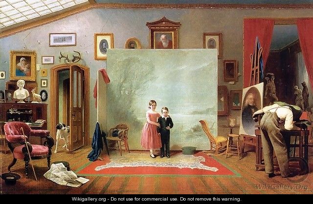 Interior with Portraits, 1865 - Thomas Le Clear