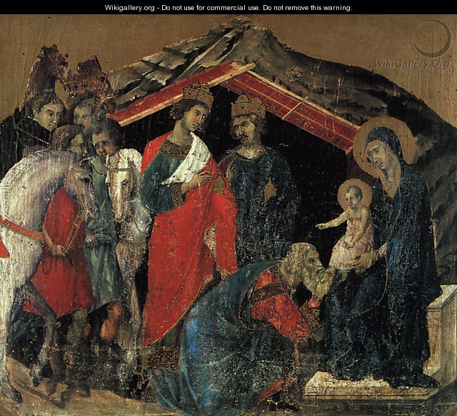 The Maesta Altarpiece (detail from the predella featuring "The Adoration of the Magi") 1308-11 - Duccio Di Buoninsegna