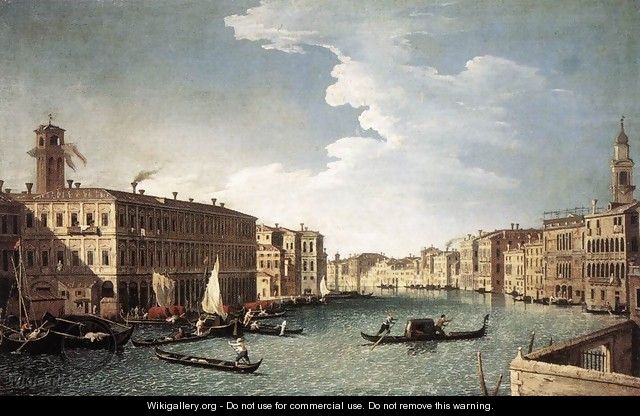 The Grand Canal with the Fabbriche Nuove at Rialto 1734-37 - Bernardo Canal