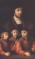 Portrait of a Man with Three Sons c. 1530 - Barthel Bruyn