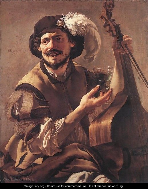 A Laughing Bravo with a Bass Viol and a Glass 1625 - Hendrick Terbrugghen