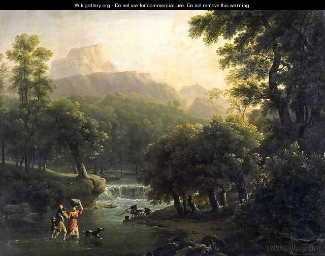 Landscape with Figures Crossing a River - Jean-Joseph-Xavier Bidauld
