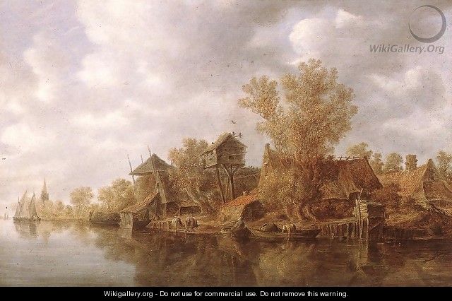 Village at the River 1636 - Jan van Goyen