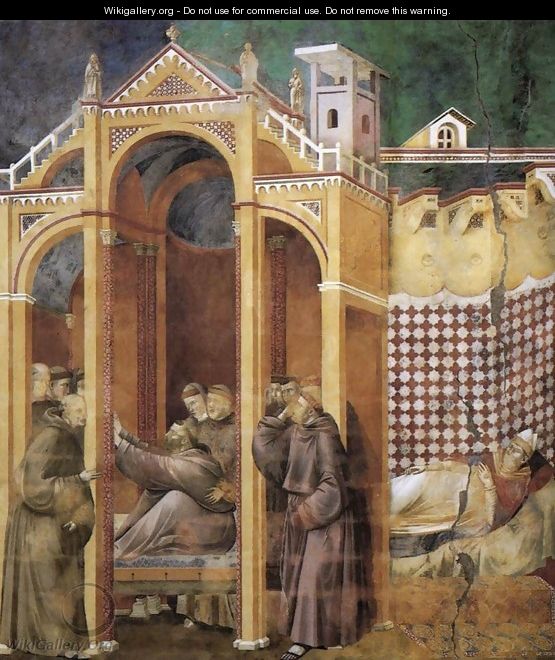 Legend of St Francis- 21. Apparition to Fra Agostino and to Bishop Guido of Arezzo 1300 - Giotto Di Bondone