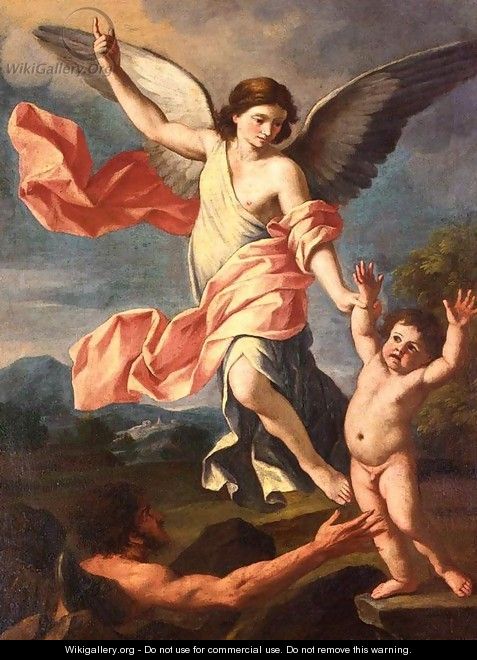 An Angel and a Devil Fighting for the Soul of a Child - Giacinto Gimignani