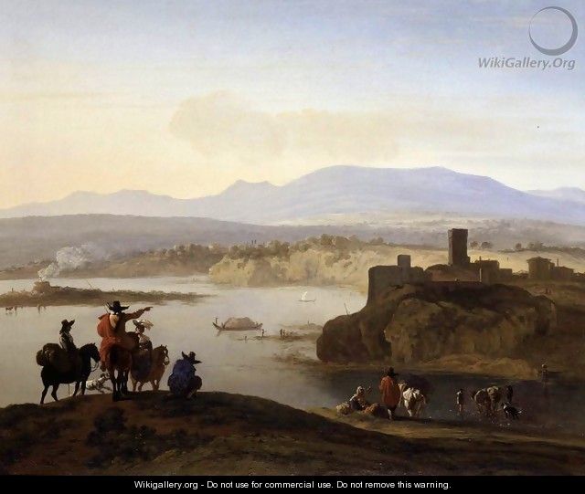 Italianate Landscape with Travellers on Horseback c. 1675 - Karel Dujardin