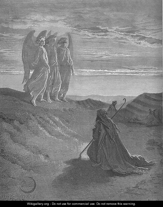 Abraham Entertains Three Strangers - Gustave Dore