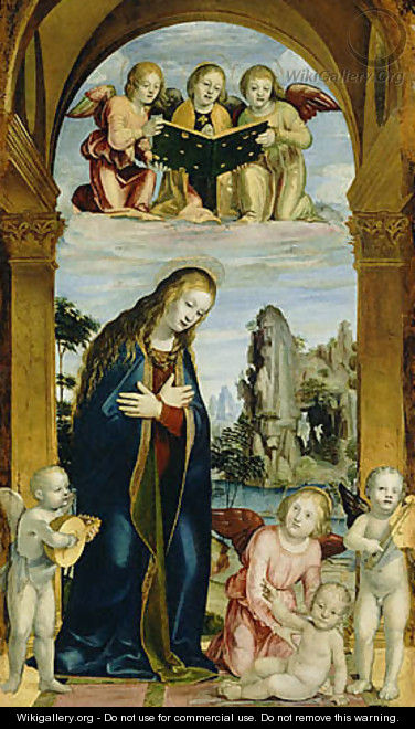 Madonna Adoring the Child with Musical Angels - Bernadino Zenale