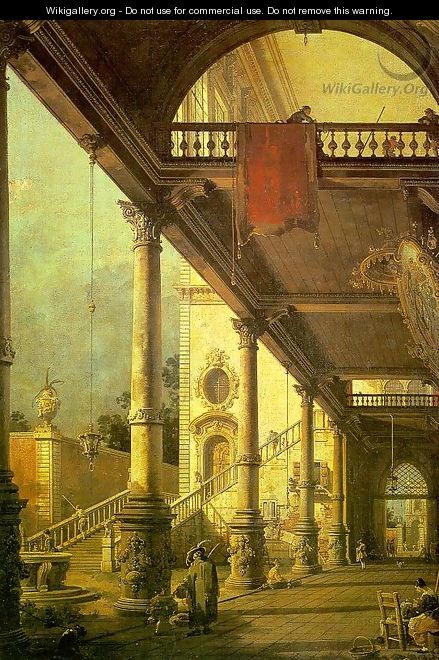Capriccio A Colonnade Opening onto the Courtyard of a Palace 1765 - (Giovanni Antonio Canal) Canaletto