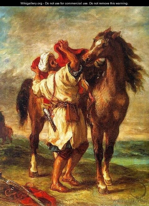 Arab Saddling his Horse 1855 - Eugene Delacroix