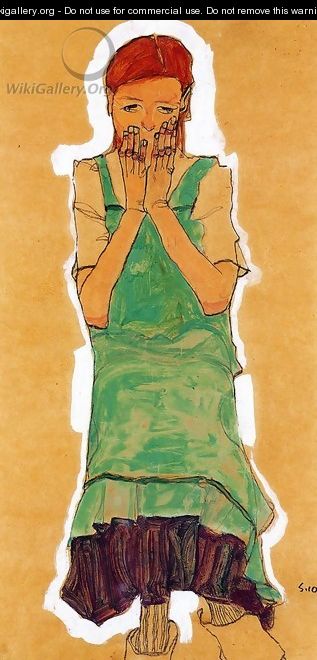 Girl With Green Pinafore - Egon Schiele