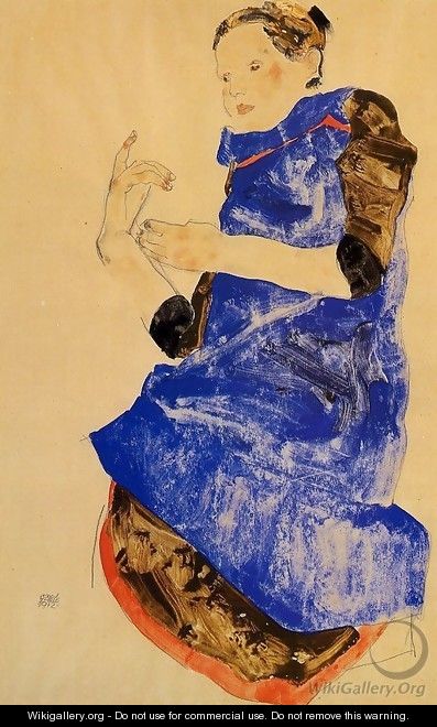 Girl In A Blue Apron - Egon Schiele