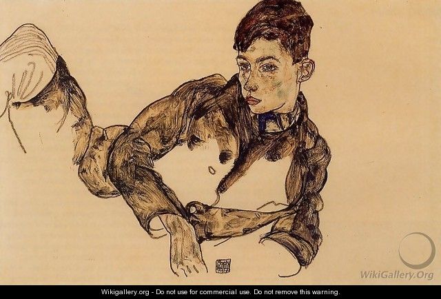 Reclining Boy Leaning On His Elbow - Egon Schiele