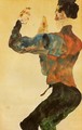 Self Portrait With Raised Arms Back View - Egon Schiele