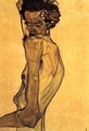 Self Portrait With Arm Twisting Above Head - Egon Schiele