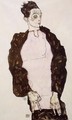 Self Portrait In Lavender And Dark Suit Standing - Egon Schiele