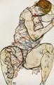 Seated Woman With Her Left Hand In Her Hair - Egon Schiele