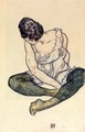 Seated Woman With Green Stockings - Egon Schiele