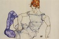 Seated Woman In Violet Stockings - Egon Schiele