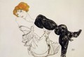 Woman In Black Stockings - Egon Schiele