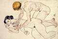 Two Female Nudes One Reclining One Kneeling Aka The Friends - Egon Schiele
