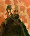 Self Portrait With A Rose Background - Paul Cezanne