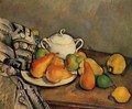 Sugarbowl Pears And Tablecloth - Paul Cezanne
