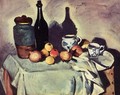 Still Life Post Bottle Cup And Fruit - Paul Cezanne