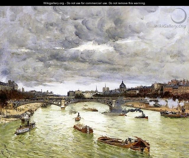 The Seine At Paris With The Pont Du Carousel Aka The Seine At Paris Pont Alexander III - Frank Myers Boggs