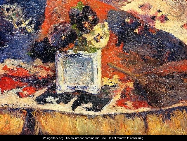 Flowers And Carpet Aka Pansies - Paul Gauguin