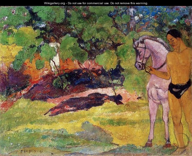 In The Vanilla Grove Man And Horse Aka The Rendezvous - Paul Gauguin