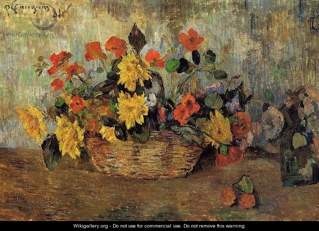 Nasturtiums And Dahlias In A Basket - Paul Gauguin