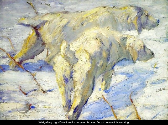 Siberian Sheepdogs Aka Siberian Dogs In The Snow - Franz Marc