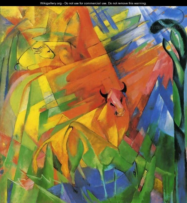 Animals In Landscape Aka Painting With Bulls - Franz Marc