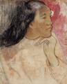A Tahitian Woman With A Flower In Her Hair - Paul Gauguin