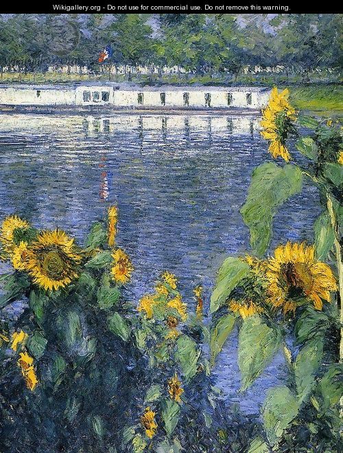 Sunflowers On The Banks Of The Seine - Gustave Caillebotte