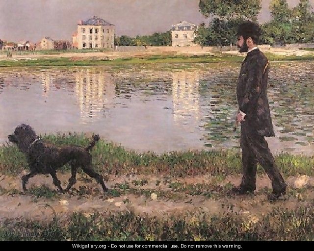 Richard Gallo And His Dog At Petit Gennevilliers - Gustave Caillebotte Richard Gallo And His Dog At Petit Gennevilliers - Gustave Caillebotte