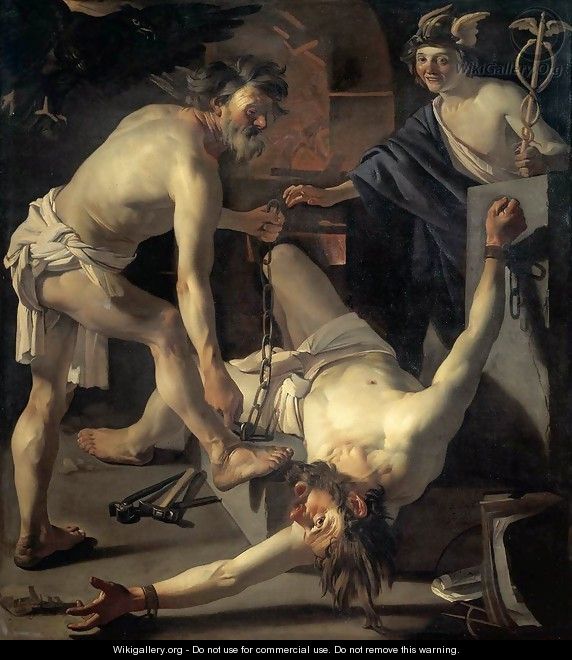 Prometheus Being Chained by Vulcan 1623 - Dirck Van Baburen