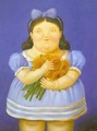 Girl with flowers 1995 - Fernando Botero