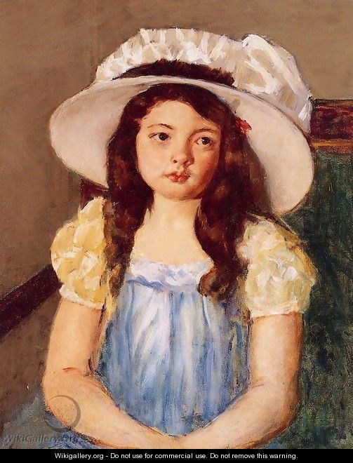 Francoise Wearing A Big White Hat - Mary Cassatt