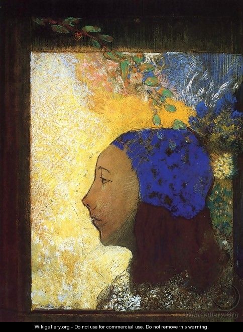 Young Girl In A Blue Bonnet - Odilon Redon