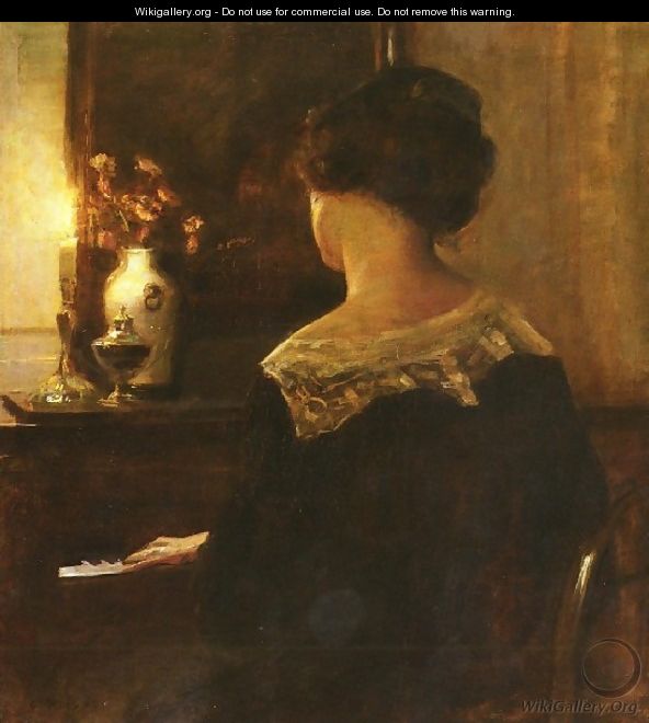 A Lady Playing The Piano - Carl Wilhelm Holsoe