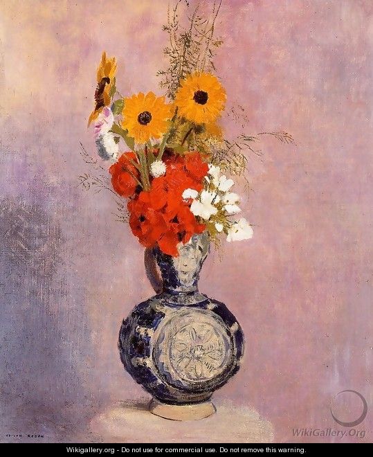 Bouquet Of Flowers In A Blue Vase2 - Odilon Redon