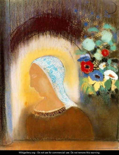 Profile And Flowers - Odilon Redon