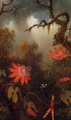 Two Hummingbirds Perched On Passion Flower Vines - Martin Johnson Heade