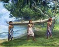 Girls Carrying A Canoe Vaiala In Samoa 1891 Portraits Of Otaota Daughter Of The Preacher And Our Next Neighbor Saikumu The First Girl Is Faaifi - John La Farge